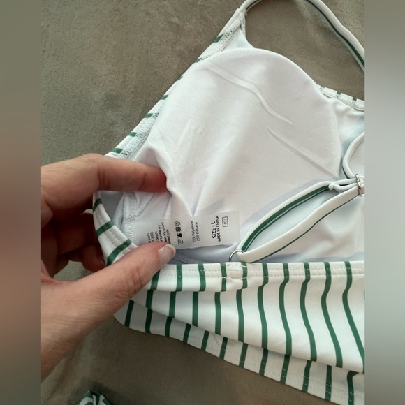 Herseas Size Large Striped Green and White Bikini Set. NWOT - Picture 7 of 8